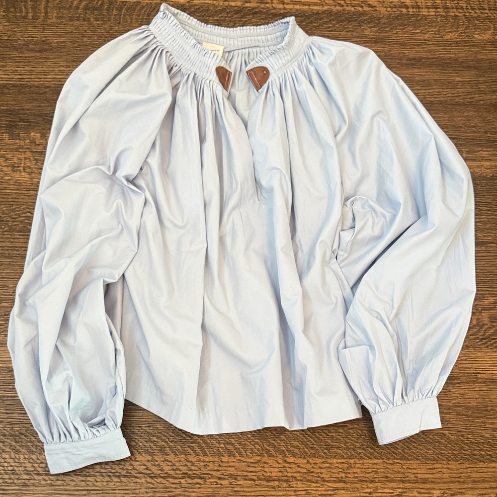 Baby blue Anthro poet blouse